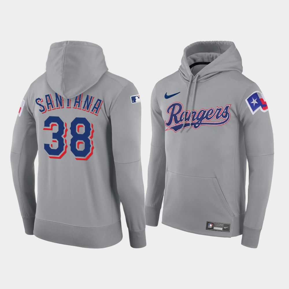 Men Texas Rangers 38 Santana gray road hoodie 2021 MLB Nike Jerseys